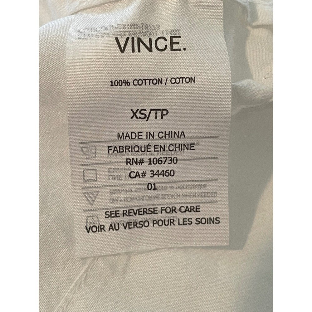 Vince Shoulder Play Top Womens XS White Minimalist Clean Girl Sustainable - Picture 9 of 10